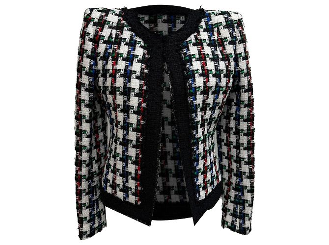 Balmain Tweed Open Blazer in Multicolor Polyamide Multiple colors