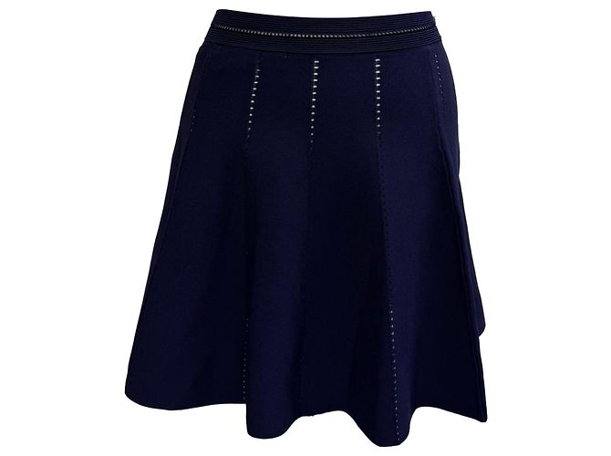 Sandro A-Line Mini Skirt in Navy Blue Polyamide