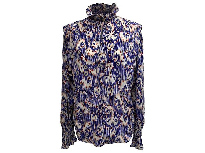 Isabel Marant Etoile Printed Turtleneck Blouse in Multicolor Silk