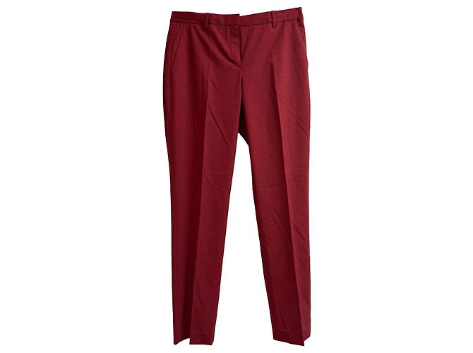 Pantalones rectos de lana burdeos de Theory Roja