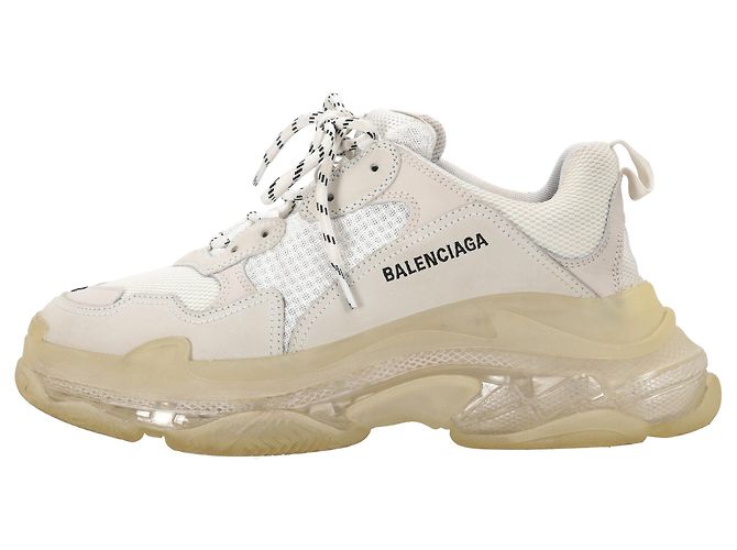 Baskets Balenciaga Triple S à semelle transparente en polyester blanc