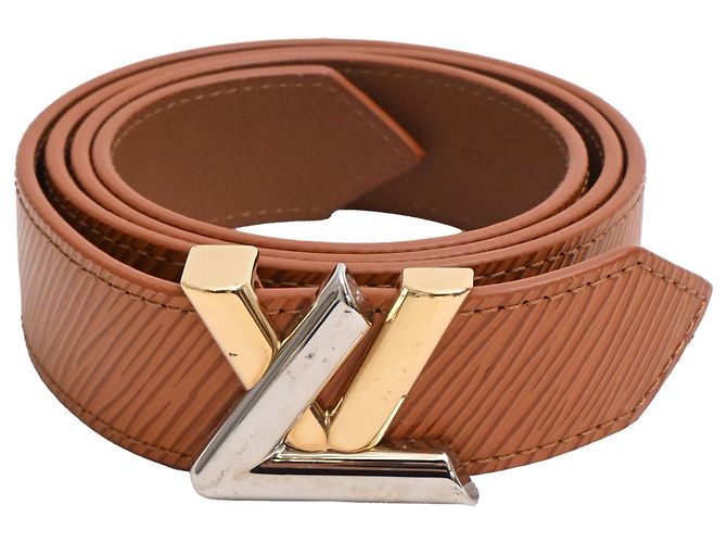 Cinto Louis Vuitton Twist em couro Epi marrom Vermelho