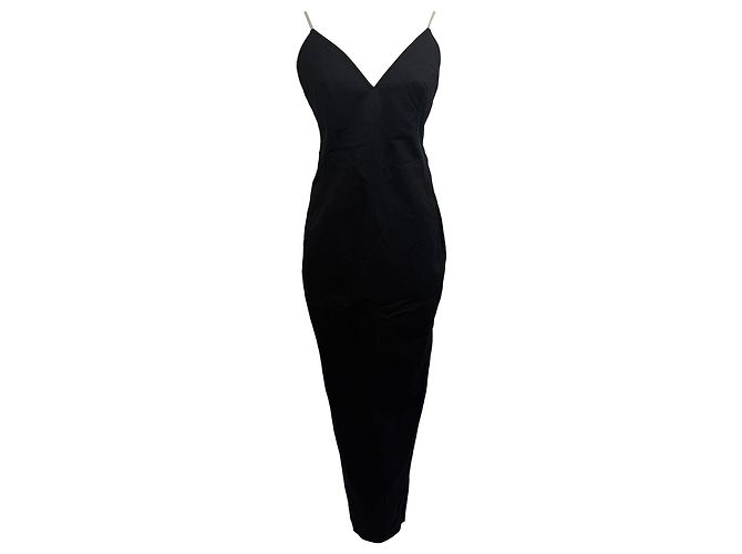 Robe maxi à bretelles spaghetti et décolleté en V Rick Owens en coton noir