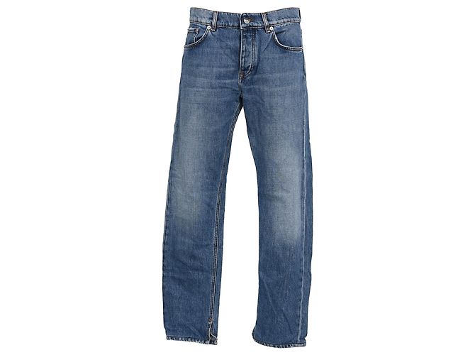 Jeans de denim desbotado Ganni em algodão azul claro