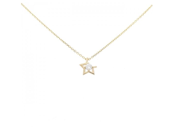 Autre Marque Colar de Au750 e Diamantes Dourado