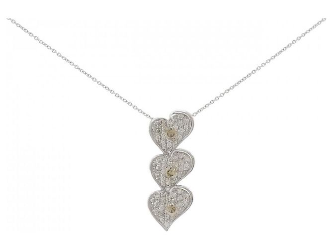Autre Marque Collar de diamante en oro blanco Au750 Plata