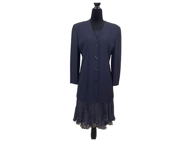 Emanuel Ungaro Ungaro completo giacca e vestito con gonna plissettata Blu