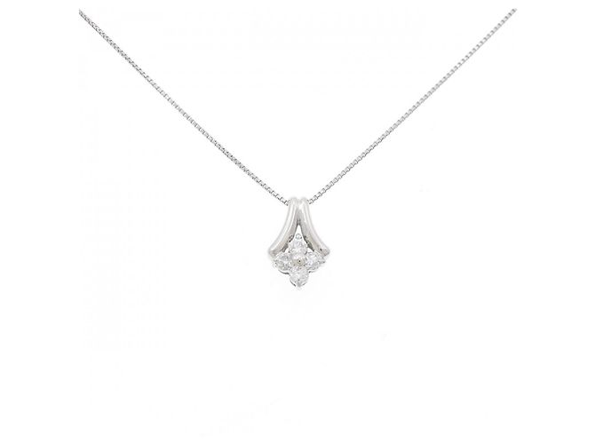 Autre Marque Platin-Diamant-Halskette PT900 PT850 Silber