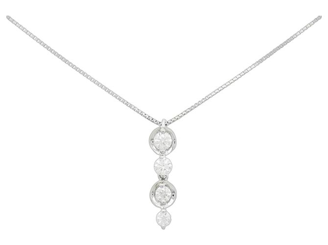 Autre Marque Diamant-Halskette PT900 PT850 Silber
