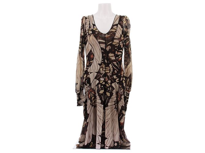 Jean Paul Gaultier Langes braunes Kleid mit Druck