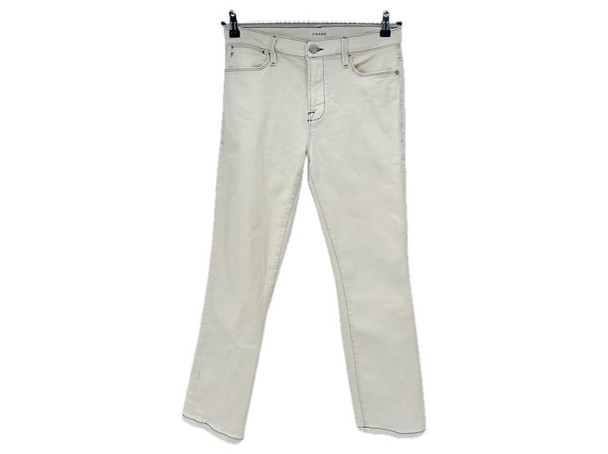 Frame Denim Jeans blancos con costuras azules