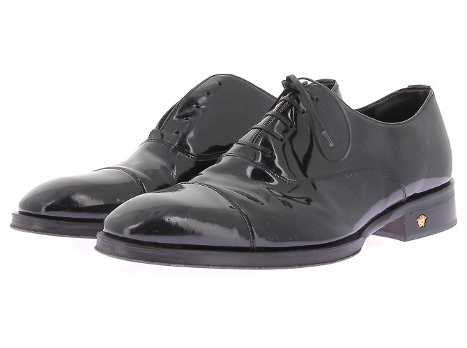 Versace Schwarze Lederderbys