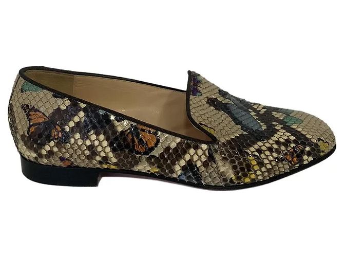Christian Louboutin Loafers Python Multicolor Butterfly Print Multiple colors