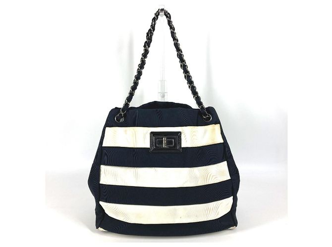 Chanel 2.55 Hardware Border Shoulder Bag Black White
