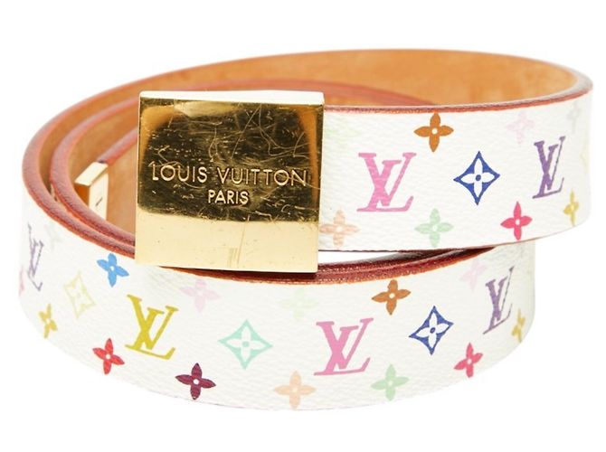 Louis Vuitton Monogram Multicolor Quadratische Gürtelschnalle Weiß Mehrfarben Monogramm