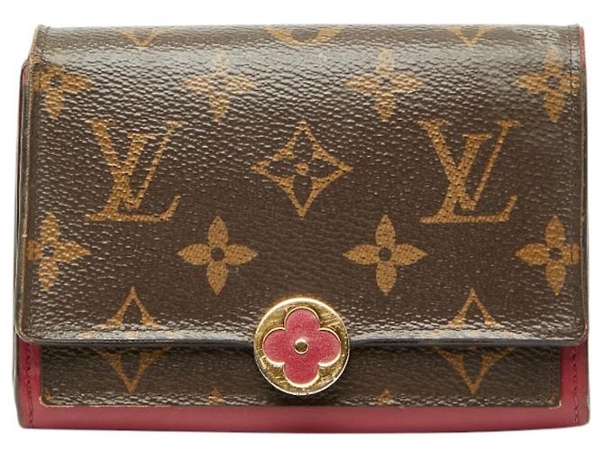 Louis Vuitton Monogram Portefeuille Flore Compact Bi-fold Wallet Brown Fuschia