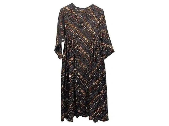 Vestido maxi de seda estampado Isabel Marant Tizy Multicor