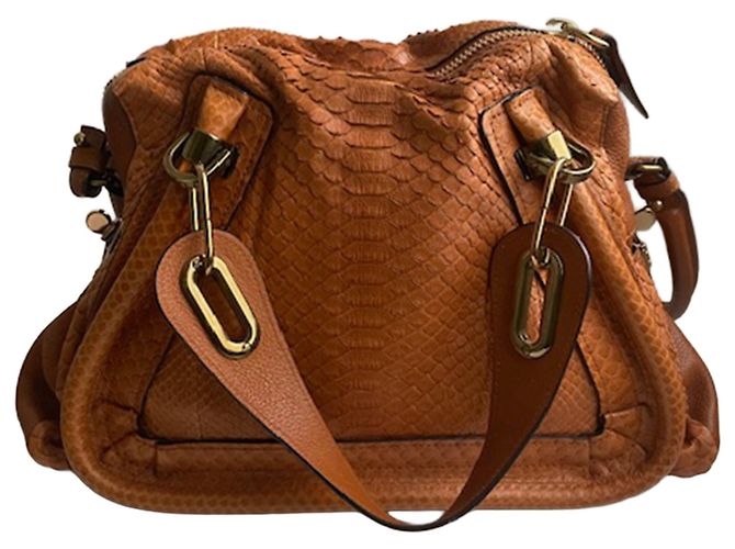 Chloé Paraty Tasche aus braunem Pythonleder