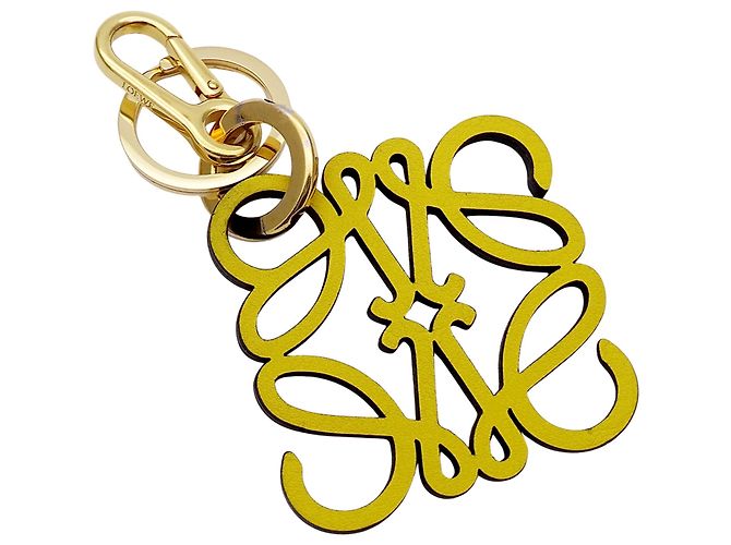 Porte-clés en cuir jaune Loewe
