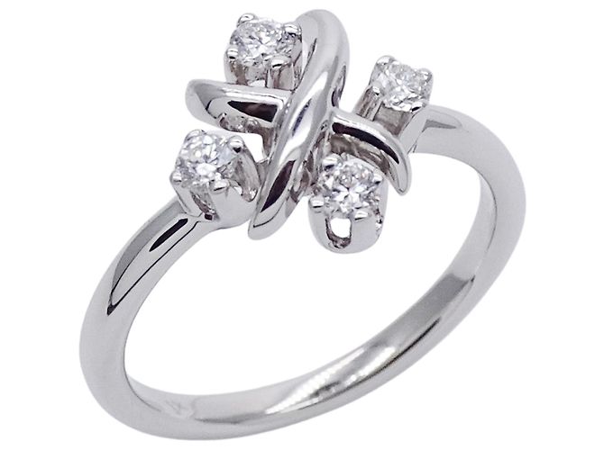 Tiffany & Co. Platinum Diamond Band Ring Silvery 