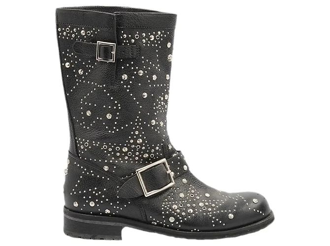 Botas Biker com Studs Jimmy Choo em Couro Preto