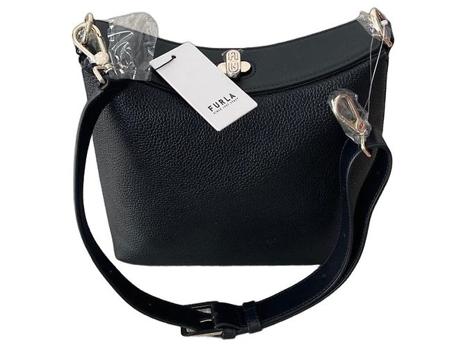 Nuovo secchiello Furla in pelle nera Nero