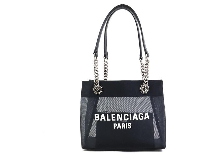 Borsa tote in pelle nera e rete Balenciaga Nero