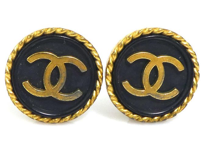Orecchini a clip Chanel neri e dorati Nero D'oro