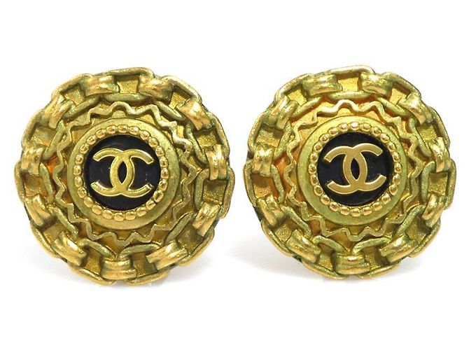 Pendientes Clip Coco Mark de Chanel Negro Dorado 