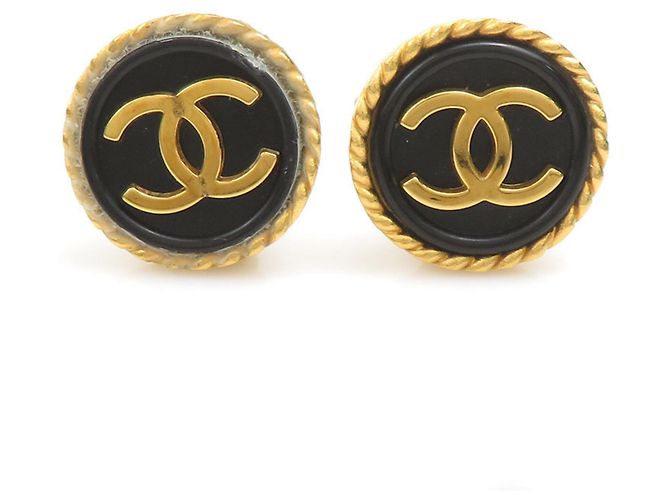 Orecchini a clip Chanel neri e dorati Nero D'oro