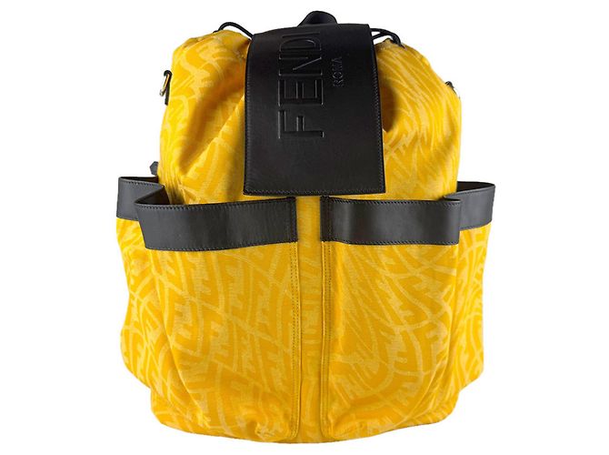 Fendi Strike Large Backpack Black Yellow
