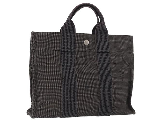 Hermès HERMES Handtasche Her Line Canvas Grau Auth YKZ1002 Braun