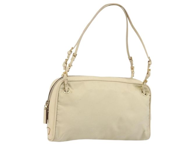 PRADA Handtasche Nylon Beige Gold Auth YKZ516 Golden
