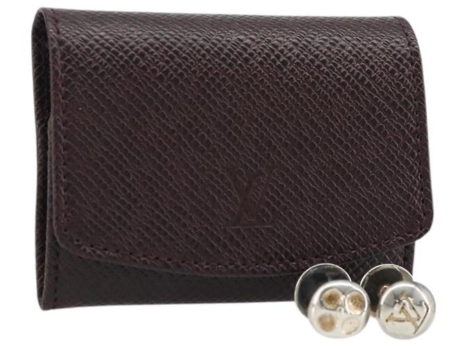 LOUIS VUITTON Gemello Taiga Ag925 Nero Argento LV Auth YKZ1063