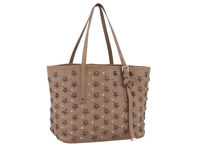 Jimmy Choo Borsa Tote in Pelle Rosa Argento Auth BA11939