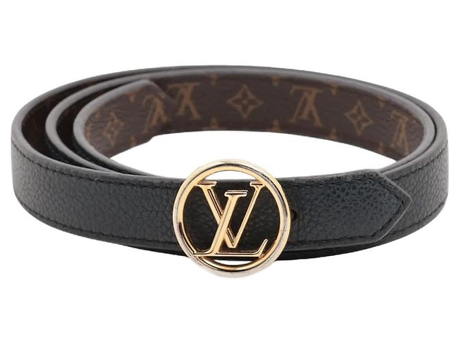 Cinto reversível Louis Vuitton LV Sunset Initiales em lona Monogram e couro largo Preto