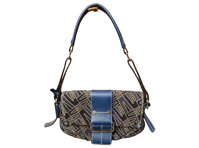 Bolsa de ombro Versus em lona azul com logo