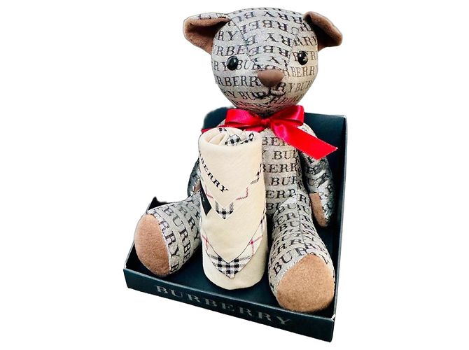 Urso de pelúcia Burberry com cachecol Preto Vermelho Bege Cinza