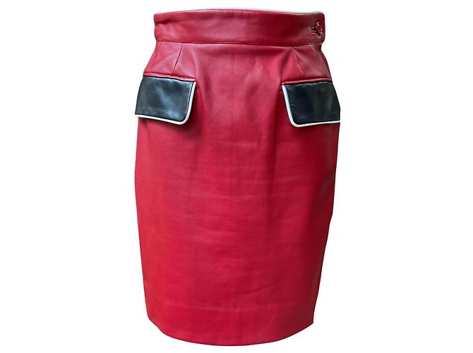 Dior Red Leather Skirt