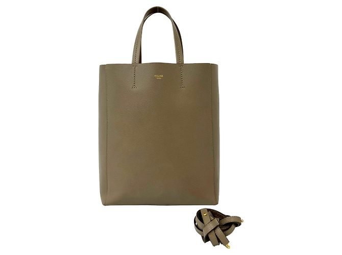 Edge Céline Sac à main en cuir petit logo Vertical Cabas CELINE Beige