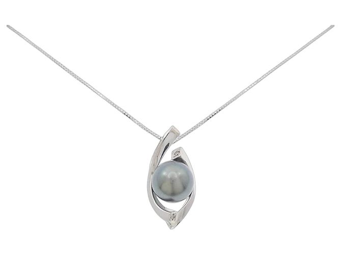 Autre Marque Collar de perla negra en oro blanco Au750 Negro
