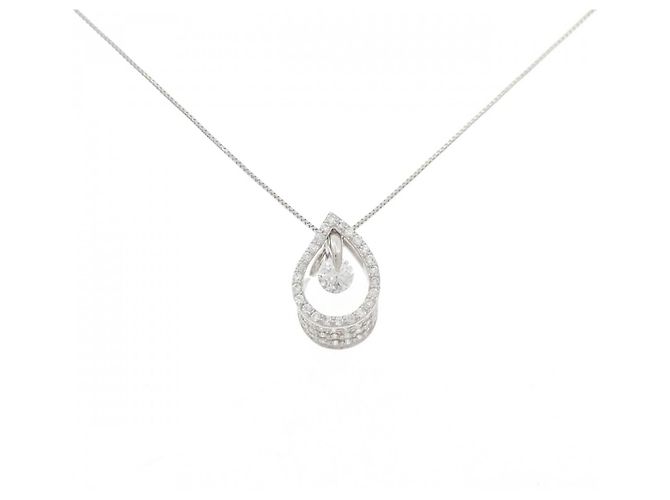 Autre Marque 2-Wege-Diamant-Halskette Pt900 Pt850 Silber