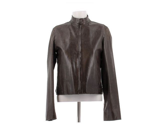 Calvin Klein Brown Grained Leather Jacket