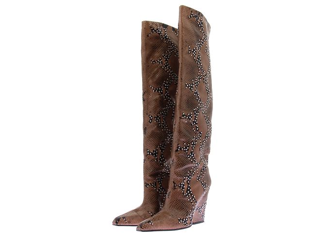 Paris Texas Bottes imprimées python avec clous