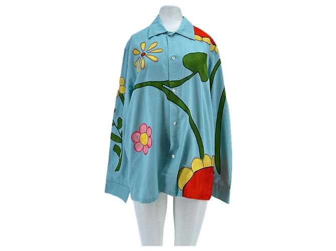 Autre Marque Camisa SKYHIGHT FARM de algodón azul bordada L