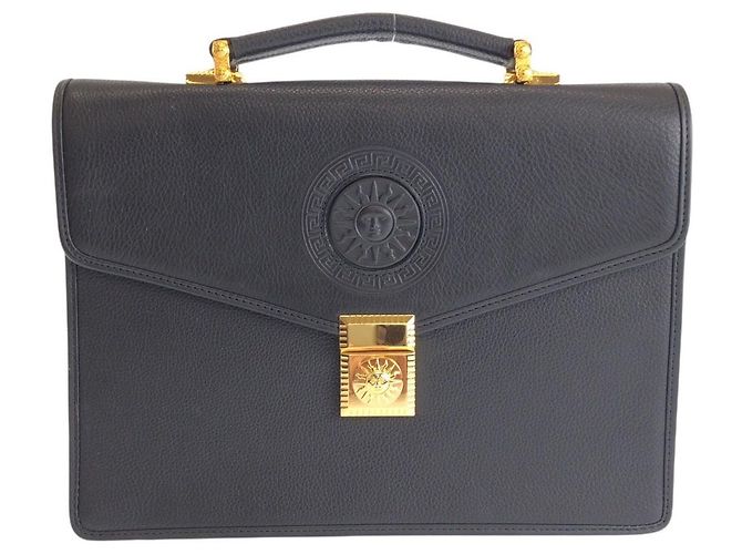 Pochette en cuir Sunburst de Versace Noir
