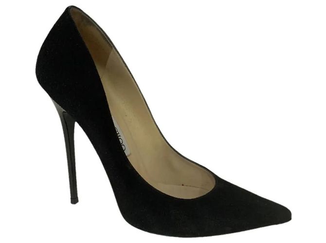 Escarpins Jimmy Choo en daim noir à bout pointu 12cm