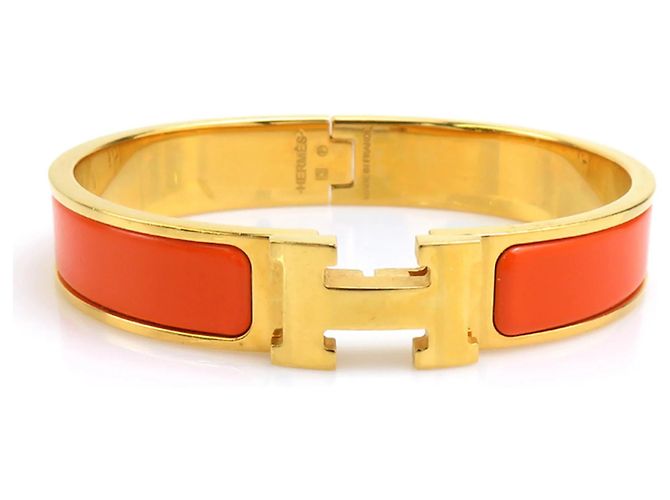 Hermès Bracciale HERMES Clic Clack PM D'oro Arancione 