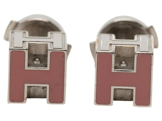 Orecchini H-Cube Cage d'H di Hermès Argento Rosa 