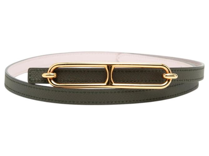 Cinturón reversible para mujer Hermès Rosa Verde oscuro
